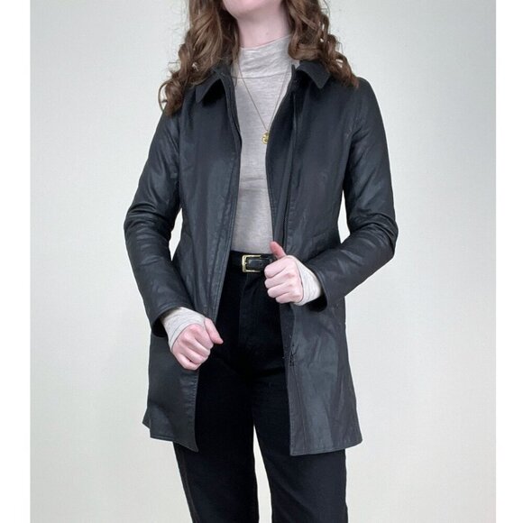 M0851 Jackets & Blazers - M0851 Waxed Cotton Faux Leather Peacoat Preppy Field Barn Utility Jacket Coat